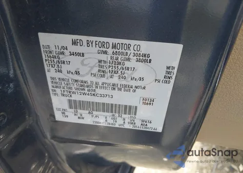 2005 Ford F-150 Xlt z USA, uszkodzony, nr VIN 1FTRW12W45KC33713